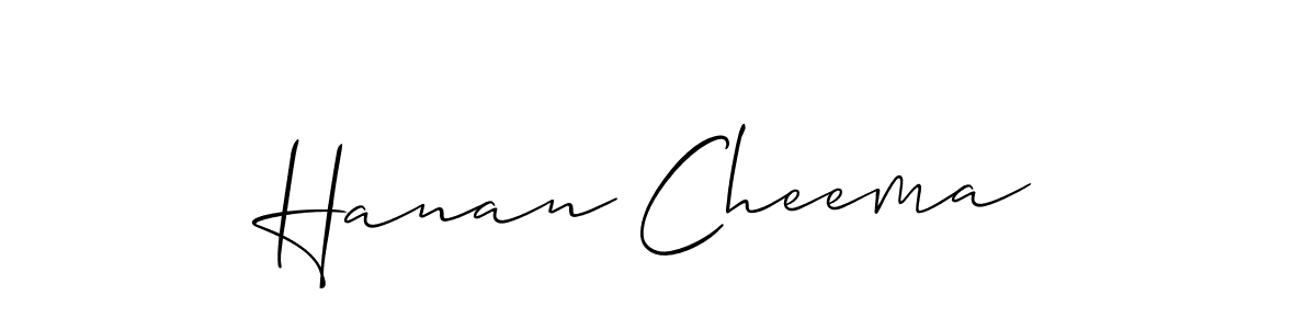 Design your own signature with our free online signature maker. With this signature software, you can create a handwritten (Allison_Script) signature for name Hanan Cheema. Hanan Cheema signature style 2 images and pictures png