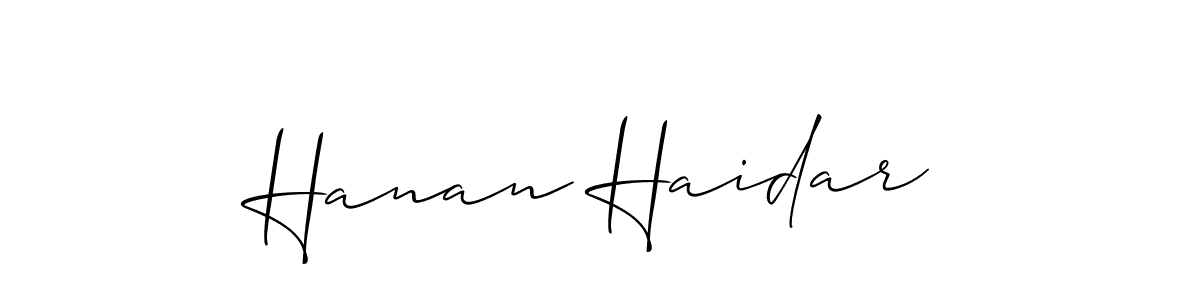 Hanan Haidar stylish signature style. Best Handwritten Sign (Allison_Script) for my name. Handwritten Signature Collection Ideas for my name Hanan Haidar. Hanan Haidar signature style 2 images and pictures png