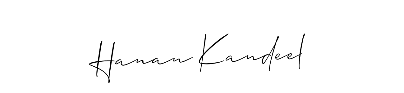 Use a signature maker to create a handwritten signature online. With this signature software, you can design (Allison_Script) your own signature for name Hanan Kandeel. Hanan Kandeel signature style 2 images and pictures png