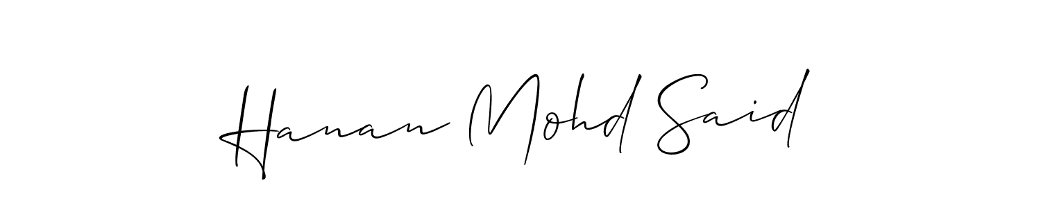 Use a signature maker to create a handwritten signature online. With this signature software, you can design (Allison_Script) your own signature for name Hanan Mohd Said. Hanan Mohd Said signature style 2 images and pictures png