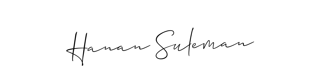 Make a short Hanan Suleman signature style. Manage your documents anywhere anytime using Allison_Script. Create and add eSignatures, submit forms, share and send files easily. Hanan Suleman signature style 2 images and pictures png