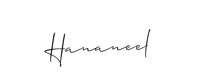 The best way (Allison_Script) to make a short signature is to pick only two or three words in your name. The name Hananeel include a total of six letters. For converting this name. Hananeel signature style 2 images and pictures png