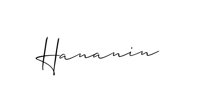 Design your own signature with our free online signature maker. With this signature software, you can create a handwritten (Allison_Script) signature for name Hananin. Hananin signature style 2 images and pictures png