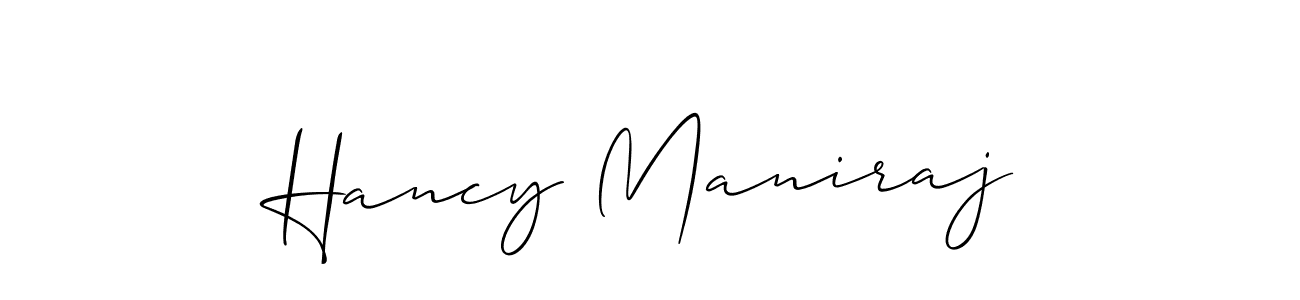 Make a beautiful signature design for name Hancy Maniraj. With this signature (Allison_Script) style, you can create a handwritten signature for free. Hancy Maniraj signature style 2 images and pictures png