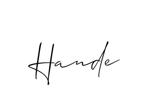 Design your own signature with our free online signature maker. With this signature software, you can create a handwritten (Allison_Script) signature for name Hande. Hande signature style 2 images and pictures png