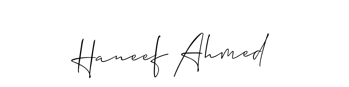 Make a beautiful signature design for name Haneef Ahmed. With this signature (Allison_Script) style, you can create a handwritten signature for free. Haneef Ahmed signature style 2 images and pictures png