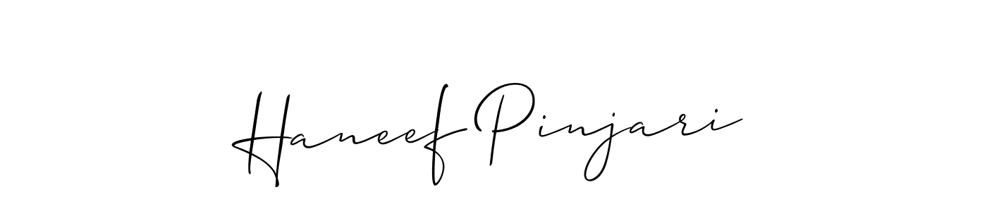 Use a signature maker to create a handwritten signature online. With this signature software, you can design (Allison_Script) your own signature for name Haneef Pinjari. Haneef Pinjari signature style 2 images and pictures png