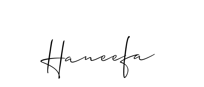 Also we have Haneefa name is the best signature style. Create professional handwritten signature collection using Allison_Script autograph style. Haneefa signature style 2 images and pictures png