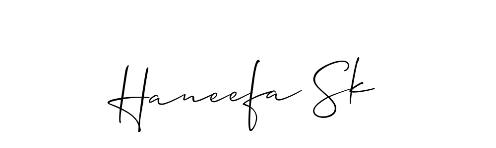 Make a short Haneefa Sk signature style. Manage your documents anywhere anytime using Allison_Script. Create and add eSignatures, submit forms, share and send files easily. Haneefa Sk signature style 2 images and pictures png