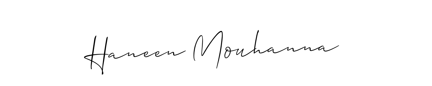 Use a signature maker to create a handwritten signature online. With this signature software, you can design (Allison_Script) your own signature for name Haneen Mouhanna. Haneen Mouhanna signature style 2 images and pictures png