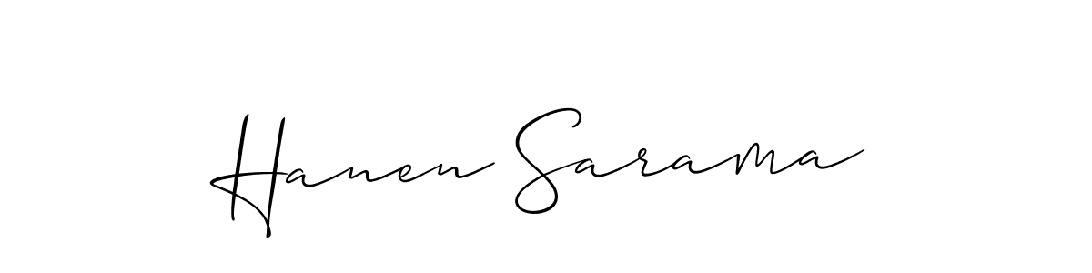 You should practise on your own different ways (Allison_Script) to write your name (Hanen Sarama) in signature. don't let someone else do it for you. Hanen Sarama signature style 2 images and pictures png