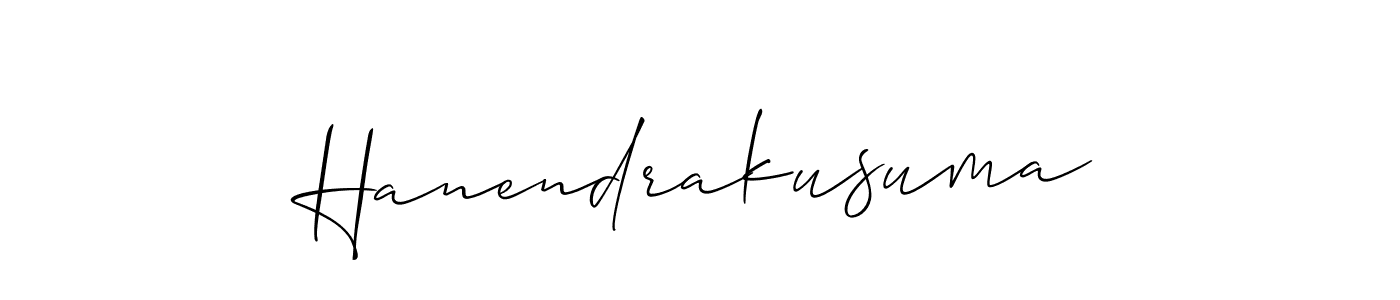 Also we have Hanendrakusuma name is the best signature style. Create professional handwritten signature collection using Allison_Script autograph style. Hanendrakusuma signature style 2 images and pictures png