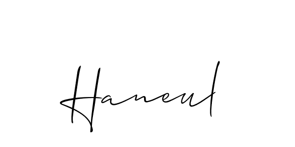Make a beautiful signature design for name Haneul. With this signature (Allison_Script) style, you can create a handwritten signature for free. Haneul signature style 2 images and pictures png