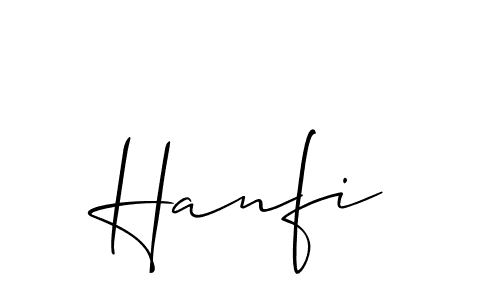 Design your own signature with our free online signature maker. With this signature software, you can create a handwritten (Allison_Script) signature for name Hanfi. Hanfi signature style 2 images and pictures png