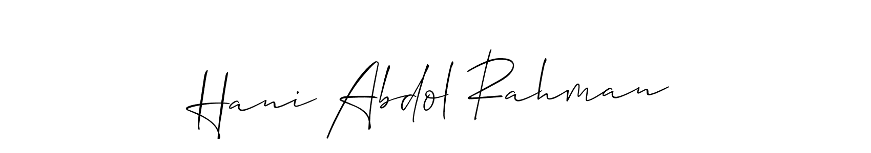 Hani Abdol Rahman stylish signature style. Best Handwritten Sign (Allison_Script) for my name. Handwritten Signature Collection Ideas for my name Hani Abdol Rahman. Hani Abdol Rahman signature style 2 images and pictures png