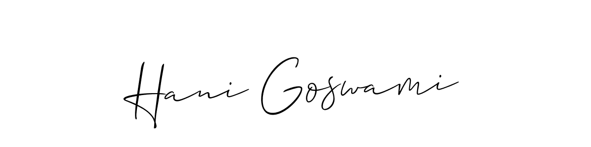 Create a beautiful signature design for name Hani Goswami. With this signature (Allison_Script) fonts, you can make a handwritten signature for free. Hani Goswami signature style 2 images and pictures png