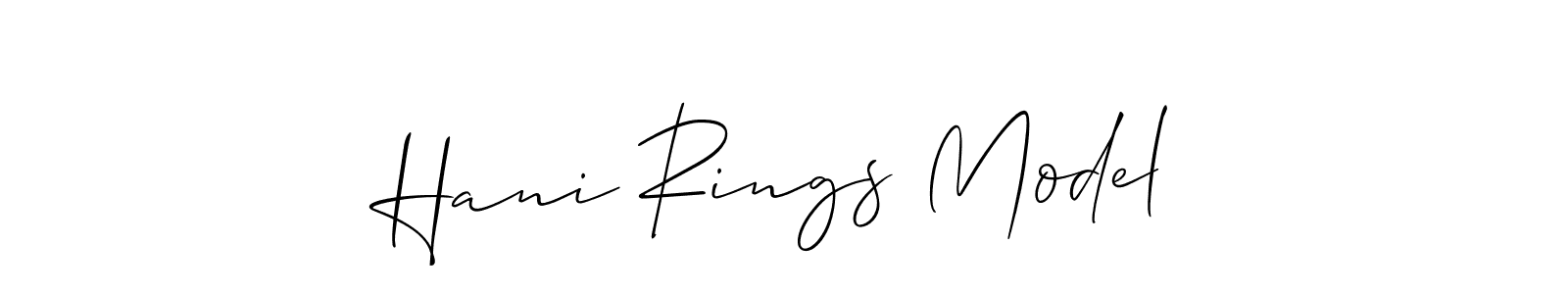 The best way (Allison_Script) to make a short signature is to pick only two or three words in your name. The name Hani Rings Model include a total of six letters. For converting this name. Hani Rings Model signature style 2 images and pictures png