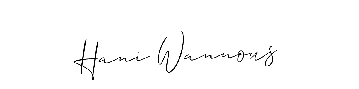 if you are searching for the best signature style for your name Hani Wannous. so please give up your signature search. here we have designed multiple signature styles  using Allison_Script. Hani Wannous signature style 2 images and pictures png