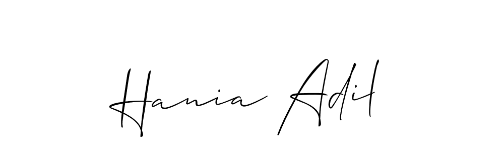 Create a beautiful signature design for name Hania Adil. With this signature (Allison_Script) fonts, you can make a handwritten signature for free. Hania Adil signature style 2 images and pictures png