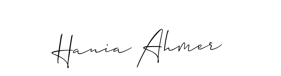 How to make Hania Ahmer name signature. Use Allison_Script style for creating short signs online. This is the latest handwritten sign. Hania Ahmer signature style 2 images and pictures png