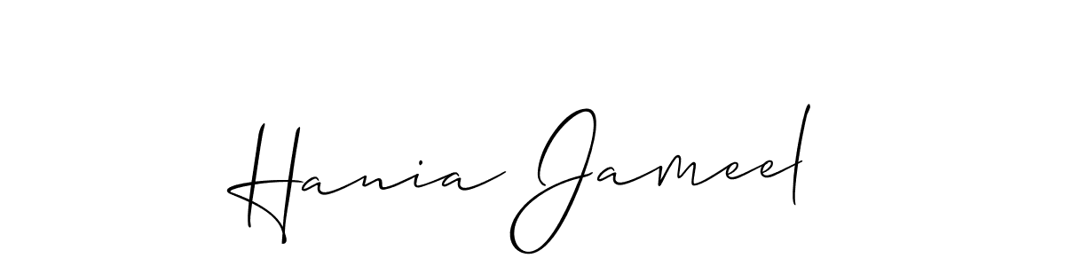 Use a signature maker to create a handwritten signature online. With this signature software, you can design (Allison_Script) your own signature for name Hania Jameel. Hania Jameel signature style 2 images and pictures png