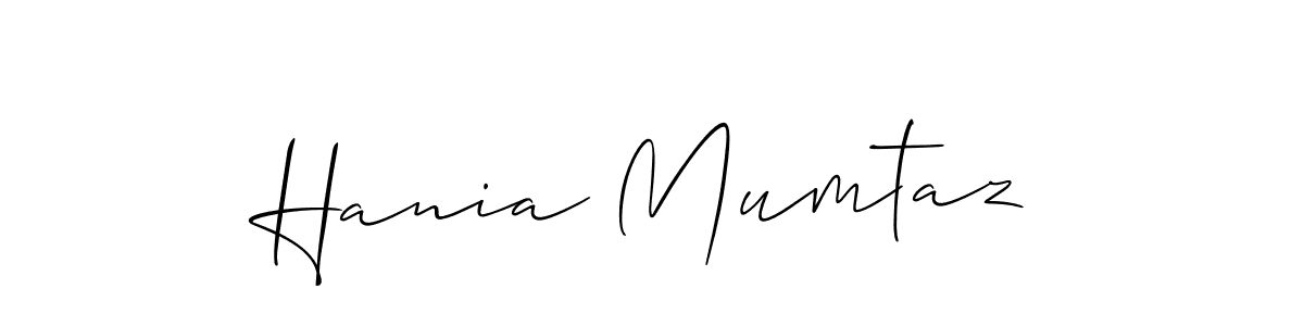 How to make Hania Mumtaz name signature. Use Allison_Script style for creating short signs online. This is the latest handwritten sign. Hania Mumtaz signature style 2 images and pictures png