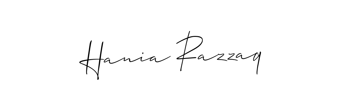 You should practise on your own different ways (Allison_Script) to write your name (Hania Razzaq) in signature. don't let someone else do it for you. Hania Razzaq signature style 2 images and pictures png