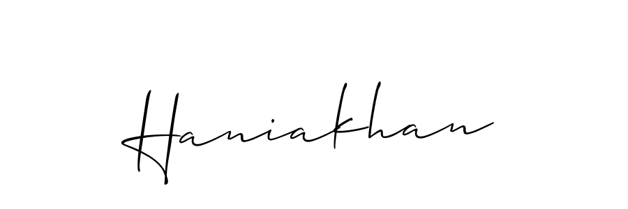 The best way (Allison_Script) to make a short signature is to pick only two or three words in your name. The name Haniakhan include a total of six letters. For converting this name. Haniakhan signature style 2 images and pictures png