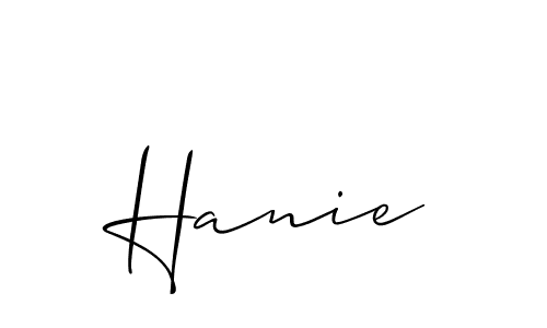 It looks lik you need a new signature style for name Hanie. Design unique handwritten (Allison_Script) signature with our free signature maker in just a few clicks. Hanie signature style 2 images and pictures png