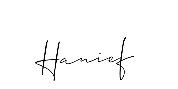 Use a signature maker to create a handwritten signature online. With this signature software, you can design (Allison_Script) your own signature for name Hanief. Hanief signature style 2 images and pictures png