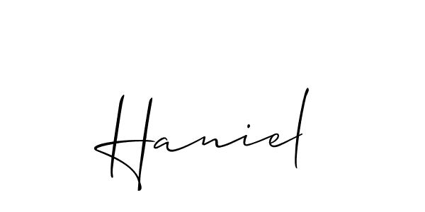 How to Draw Haniel signature style? Allison_Script is a latest design signature styles for name Haniel. Haniel signature style 2 images and pictures png