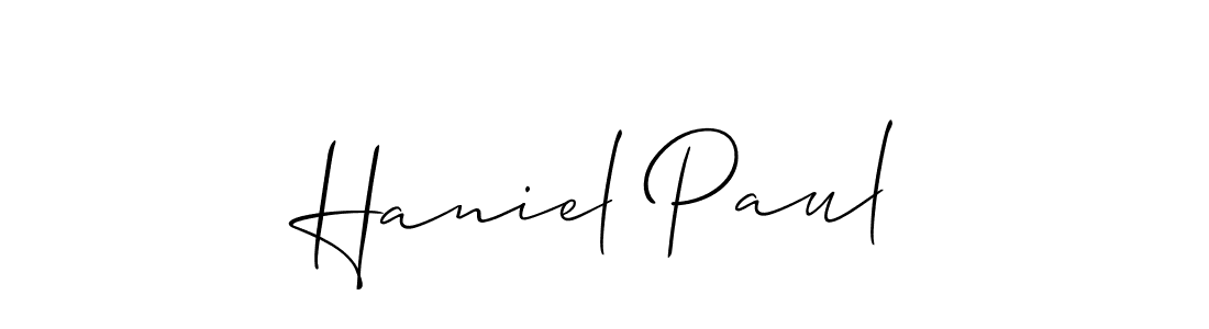 You should practise on your own different ways (Allison_Script) to write your name (Haniel Paul) in signature. don't let someone else do it for you. Haniel Paul signature style 2 images and pictures png