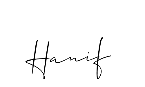 Make a beautiful signature design for name Hanif. With this signature (Allison_Script) style, you can create a handwritten signature for free. Hanif signature style 2 images and pictures png