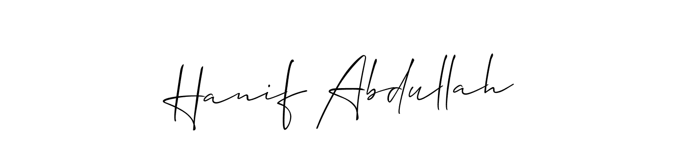 How to make Hanif Abdullah name signature. Use Allison_Script style for creating short signs online. This is the latest handwritten sign. Hanif Abdullah signature style 2 images and pictures png