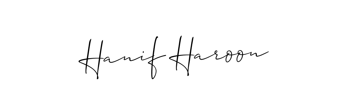 Create a beautiful signature design for name Hanif Haroon. With this signature (Allison_Script) fonts, you can make a handwritten signature for free. Hanif Haroon signature style 2 images and pictures png