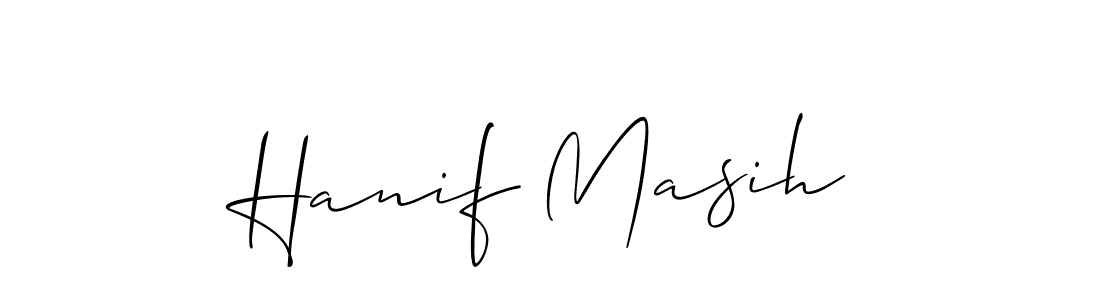 Make a short Hanif Masih signature style. Manage your documents anywhere anytime using Allison_Script. Create and add eSignatures, submit forms, share and send files easily. Hanif Masih signature style 2 images and pictures png