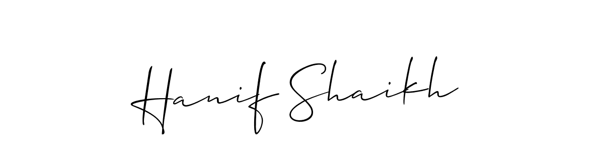 Create a beautiful signature design for name Hanif Shaikh. With this signature (Allison_Script) fonts, you can make a handwritten signature for free. Hanif Shaikh signature style 2 images and pictures png