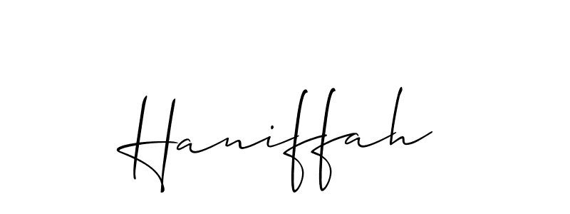 Make a beautiful signature design for name Haniffah. With this signature (Allison_Script) style, you can create a handwritten signature for free. Haniffah signature style 2 images and pictures png