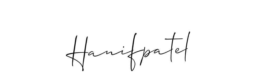 Use a signature maker to create a handwritten signature online. With this signature software, you can design (Allison_Script) your own signature for name Hanifpatel. Hanifpatel signature style 2 images and pictures png