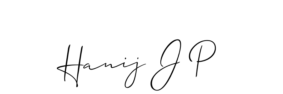 Also we have Hanij J P name is the best signature style. Create professional handwritten signature collection using Allison_Script autograph style. Hanij J P signature style 2 images and pictures png