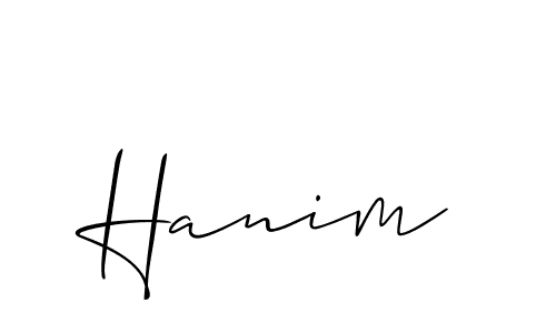 Design your own signature with our free online signature maker. With this signature software, you can create a handwritten (Allison_Script) signature for name Hanim. Hanim signature style 2 images and pictures png