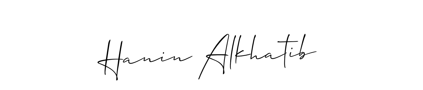 Also You can easily find your signature by using the search form. We will create Hanin Alkhatib name handwritten signature images for you free of cost using Allison_Script sign style. Hanin Alkhatib signature style 2 images and pictures png