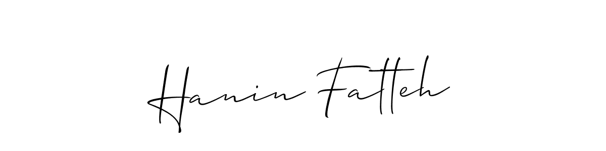 How to make Hanin Fatteh name signature. Use Allison_Script style for creating short signs online. This is the latest handwritten sign. Hanin Fatteh signature style 2 images and pictures png