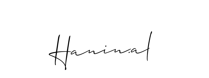 How to make Hanin.al name signature. Use Allison_Script style for creating short signs online. This is the latest handwritten sign. Hanin.al signature style 2 images and pictures png