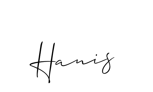 Use a signature maker to create a handwritten signature online. With this signature software, you can design (Allison_Script) your own signature for name Hanis. Hanis signature style 2 images and pictures png