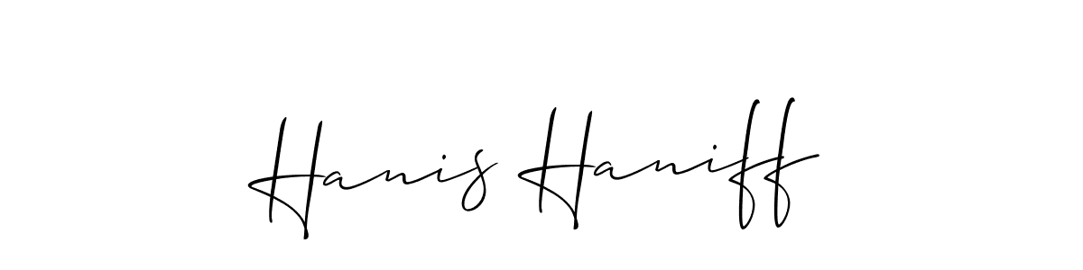 How to make Hanis Haniff name signature. Use Allison_Script style for creating short signs online. This is the latest handwritten sign. Hanis Haniff signature style 2 images and pictures png