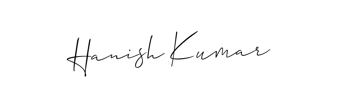 The best way (Allison_Script) to make a short signature is to pick only two or three words in your name. The name Hanish Kumar include a total of six letters. For converting this name. Hanish Kumar signature style 2 images and pictures png