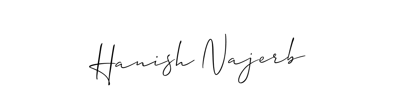 How to make Hanish Najerb name signature. Use Allison_Script style for creating short signs online. This is the latest handwritten sign. Hanish Najerb signature style 2 images and pictures png