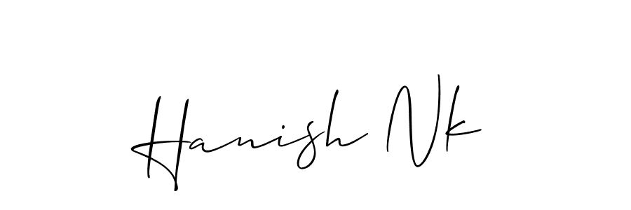 Make a beautiful signature design for name Hanish Nk. With this signature (Allison_Script) style, you can create a handwritten signature for free. Hanish Nk signature style 2 images and pictures png