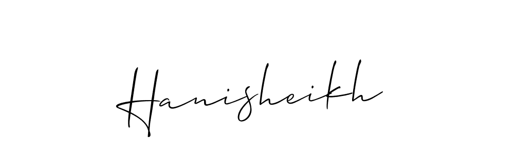Similarly Allison_Script is the best handwritten signature design. Signature creator online .You can use it as an online autograph creator for name Hanisheikh. Hanisheikh signature style 2 images and pictures png